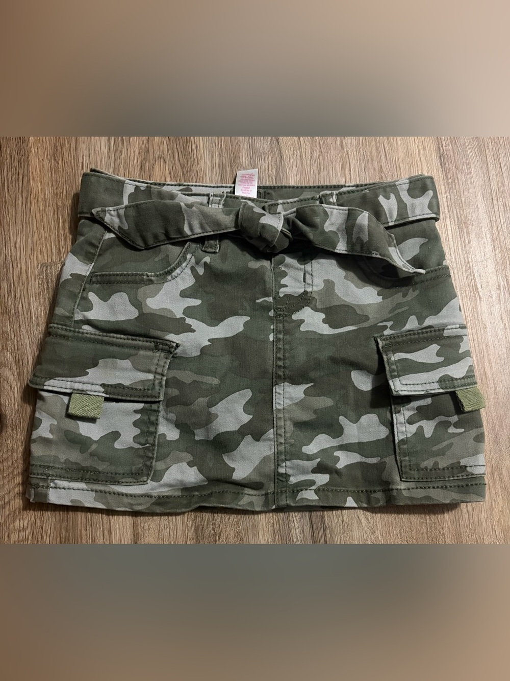 Justice - Olive Camouflage Tie-Waist Cargo Skirt - Size 7